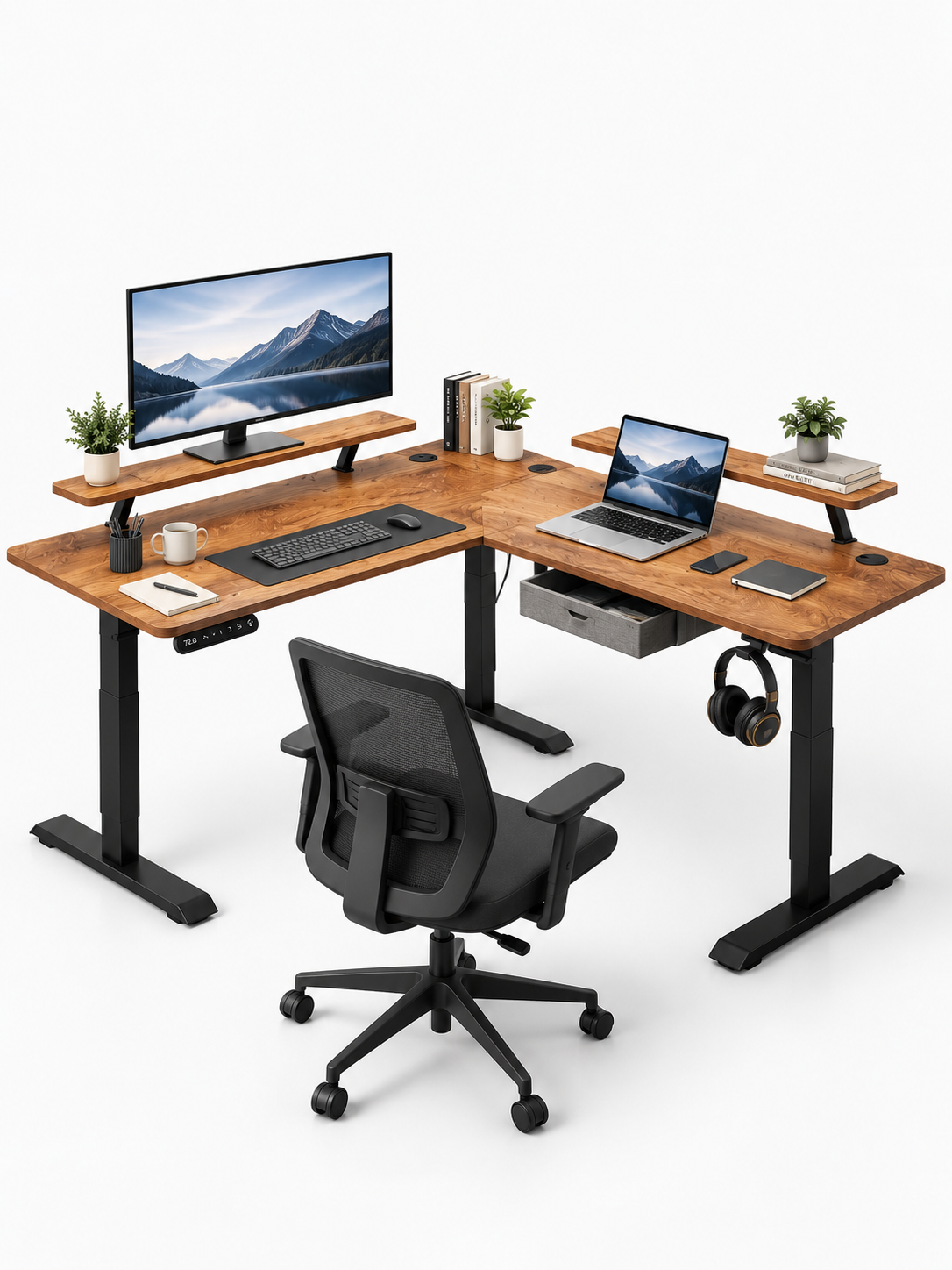 Nolan – Bureau d’Angle Réglable avec Commande Électrique