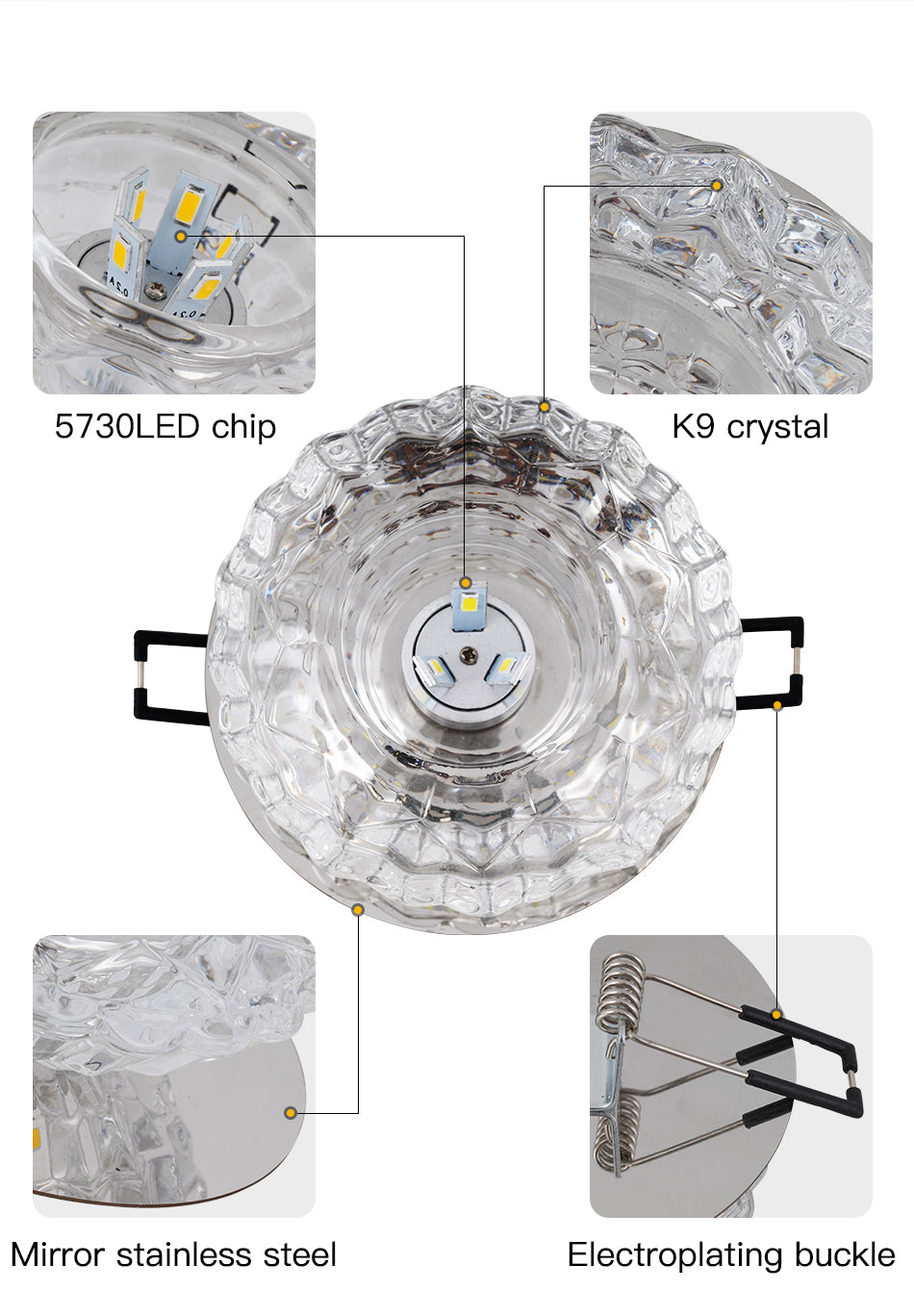 Aria – Plafonnier LED Cristal Doré