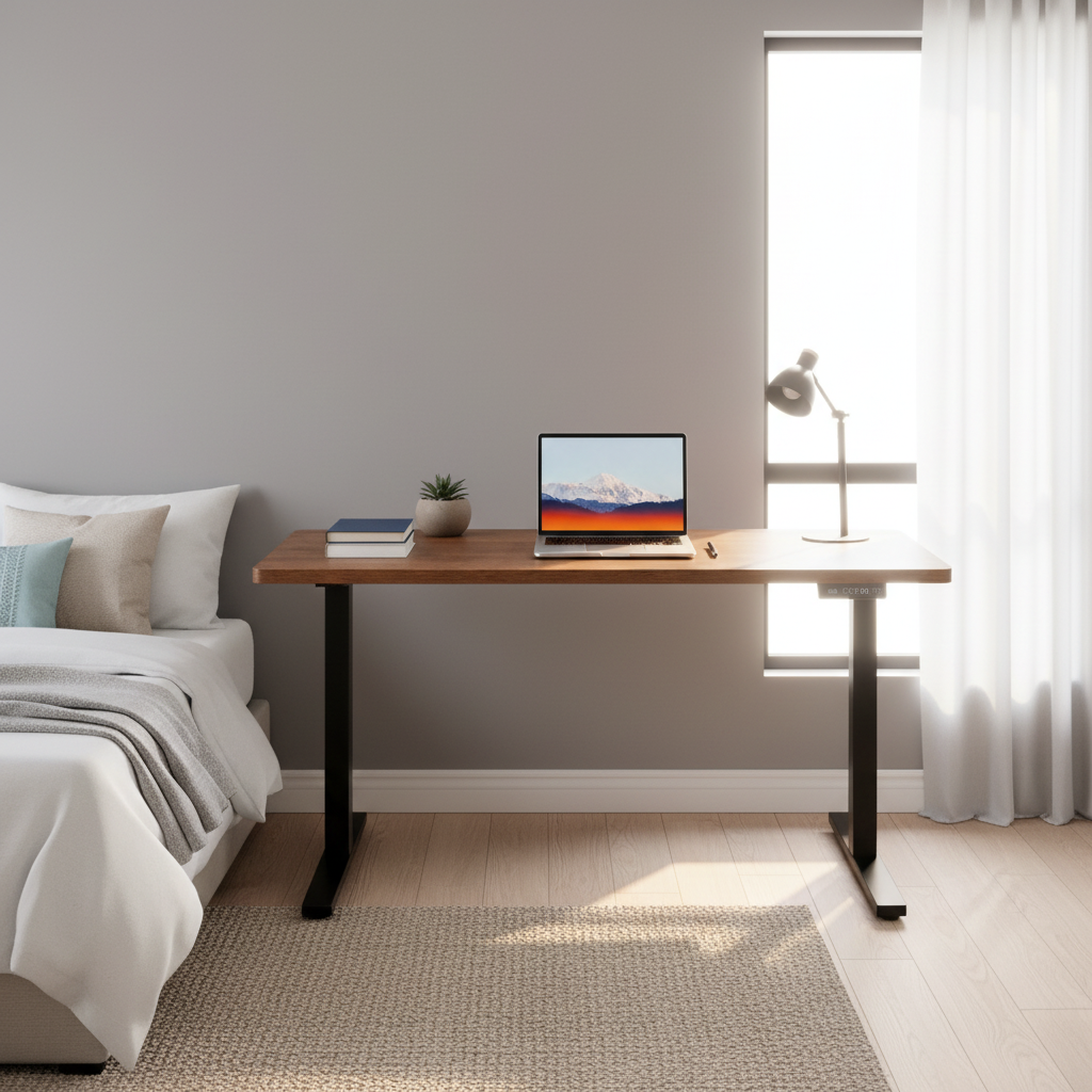 Bureau en situation réelle dans une chambre