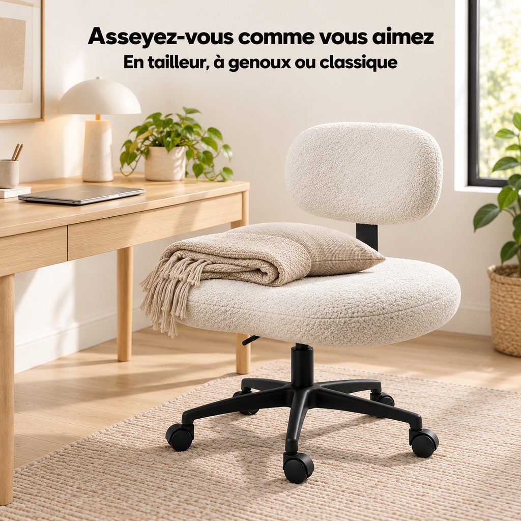 Chaise large pour s'asseoir en tailleur, à genoux ou classique