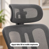 Gros plan sur l'appui-tête 3D et la maille respirante
