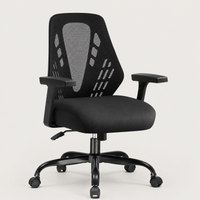 Chaise de bureau ergonomique en maille à bascule noire sans appui-tête
