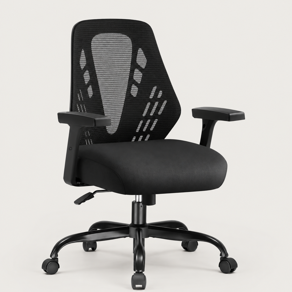Chaise de bureau ergonomique en maille à bascule noire sans appui-tête