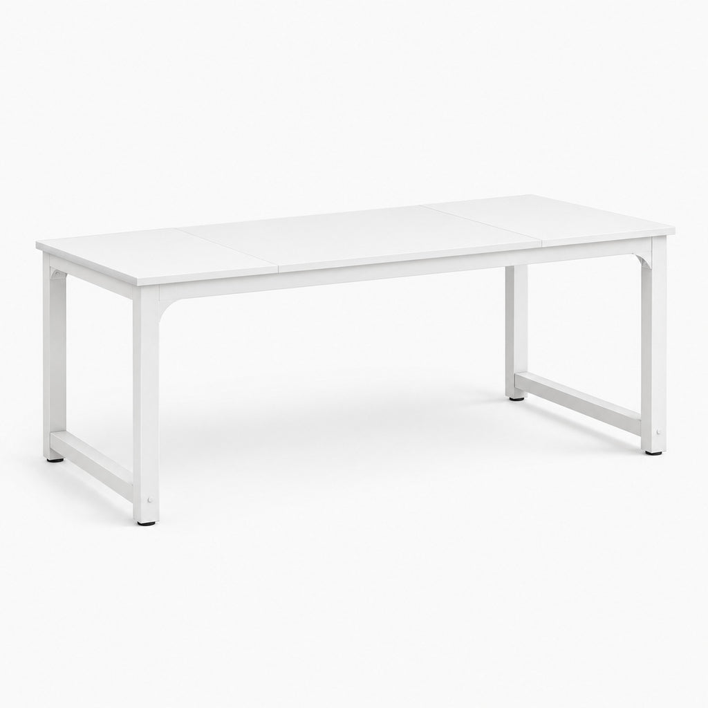 Grand bureau 160 x 80 cm bois et métal noir coloris blanc