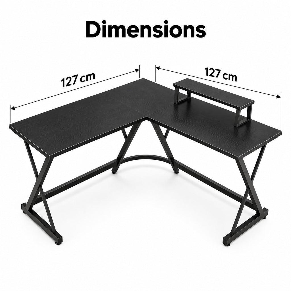 Dimensions du bureau d'angle en L : 127 x 127 cm