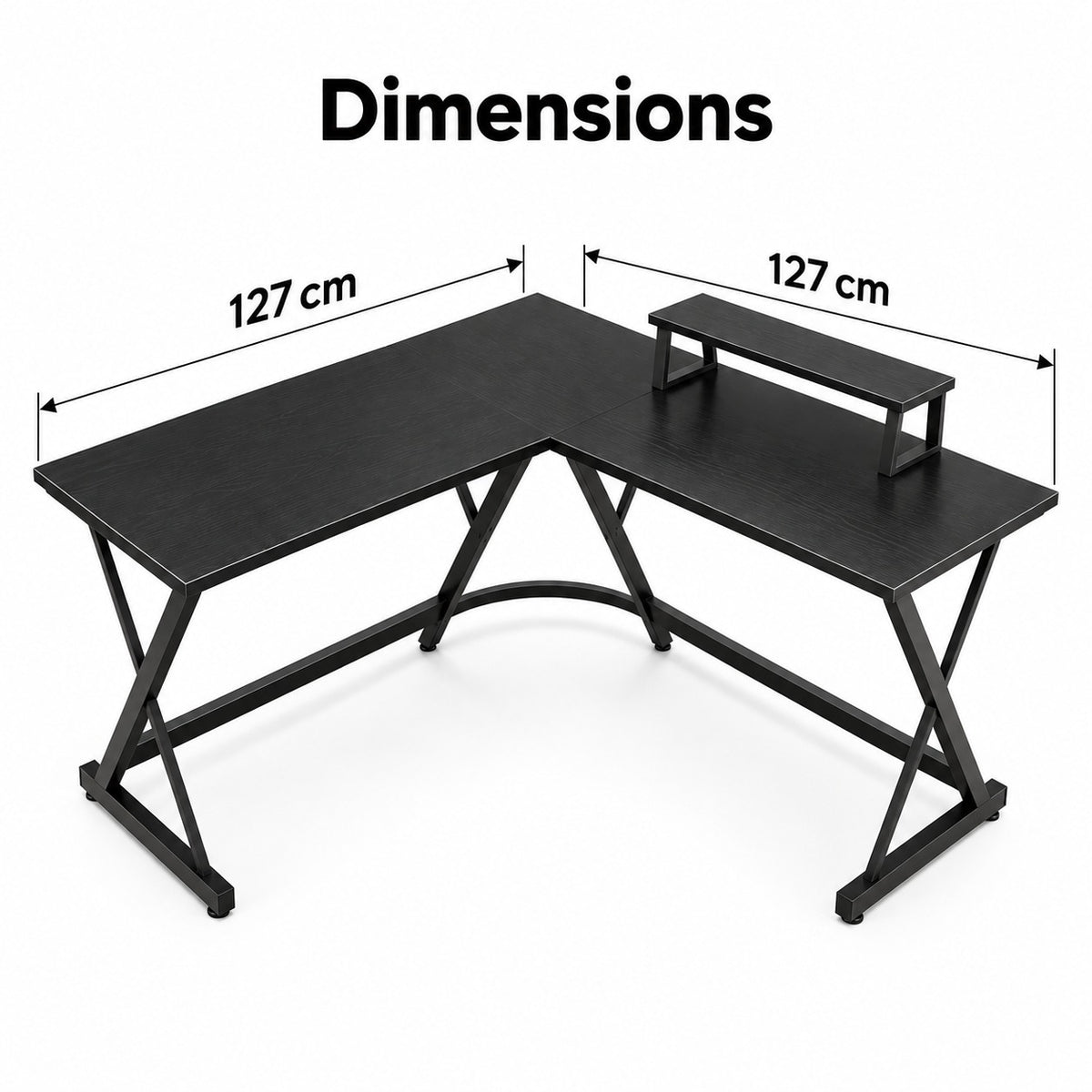 Dimensions du bureau d'angle en L : 127 x 127 cm