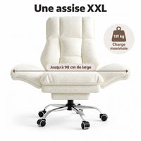 Assise XXL du fauteuil jusqu'à 98 cm de large, charge maximale 181 kg