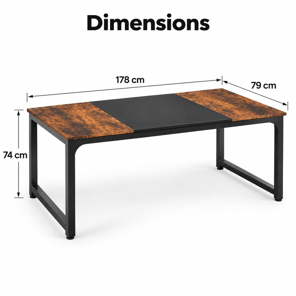 Dimensions du grand bureau : 178 x 79 x 74 cm
