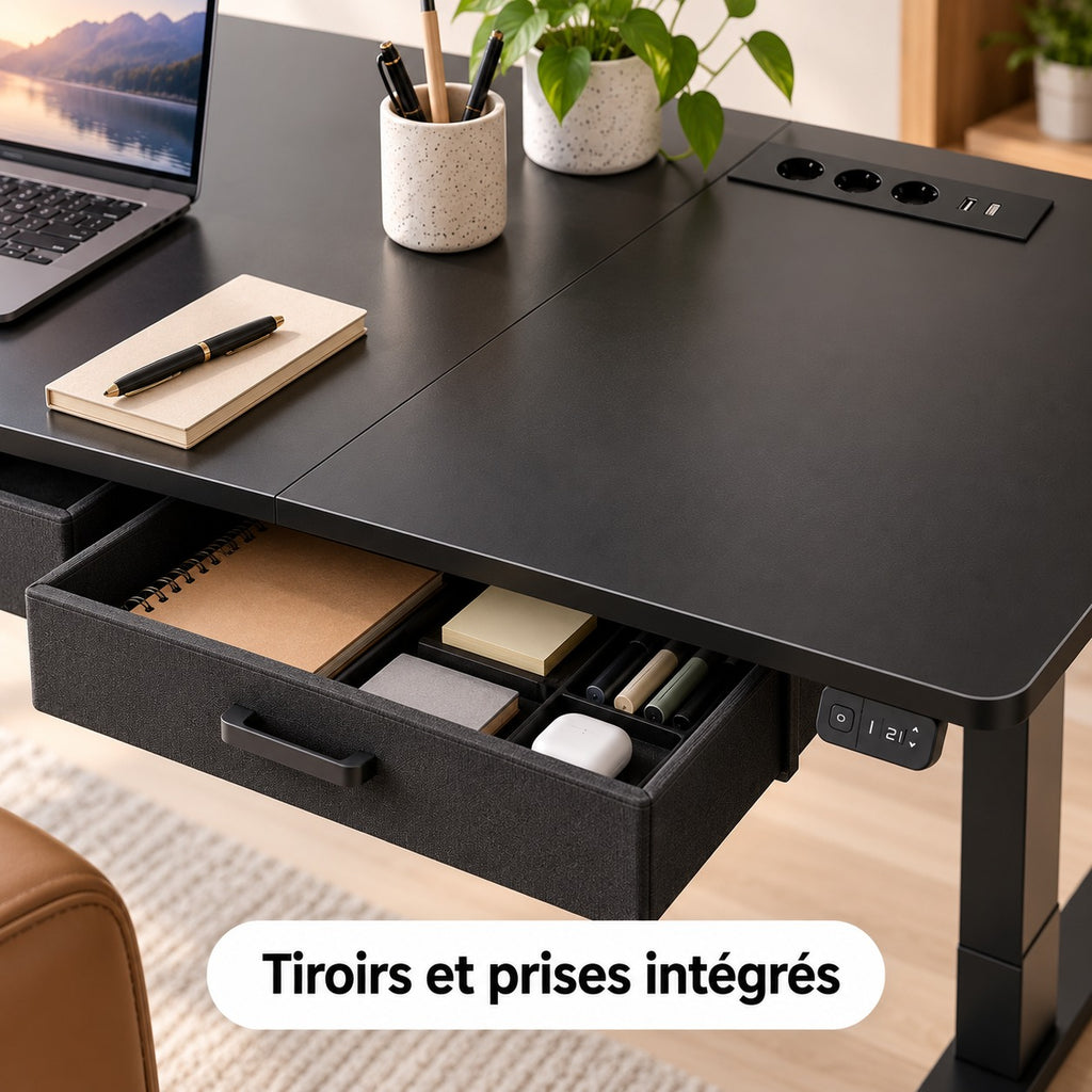 Bureau assis-debout Lina noir – détail