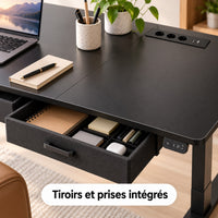 Bureau assis-debout Lina noir – détail