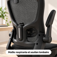 Gros plan sur la maille respirante et le soutien lombaire