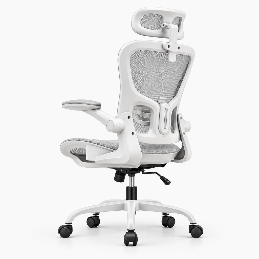 Chaise de bureau ergonomique 150 kg avec appui-tête coloris blanc
