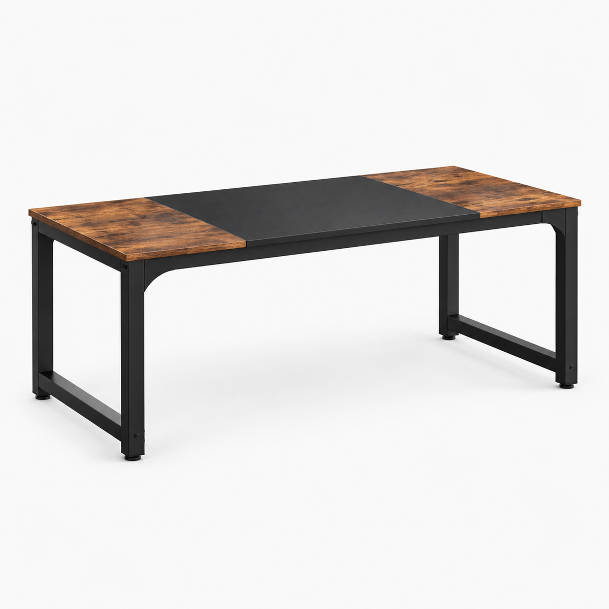 Grand bureau 180 x 80 cm avec pieds en métal coloris marron et noir