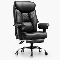 Fauteuil gaming renforcé 180 kg avec repose-pieds noir, vue de trois quarts