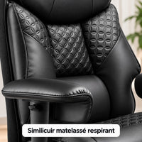 Gros plan sur le similicuir matelassé respirant du fauteuil
