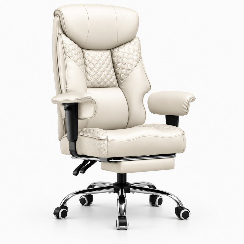 Fauteuil gaming renforcé 180 kg avec repose-pieds coloris blanc