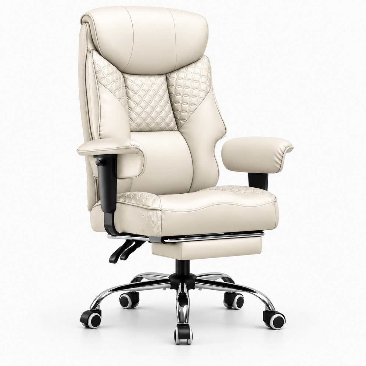 Fauteuil gaming renforcé 180 kg avec repose-pieds coloris blanc