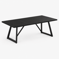 Bureau de direction 180 cm noir avec pieds en métal, vue de trois quarts
